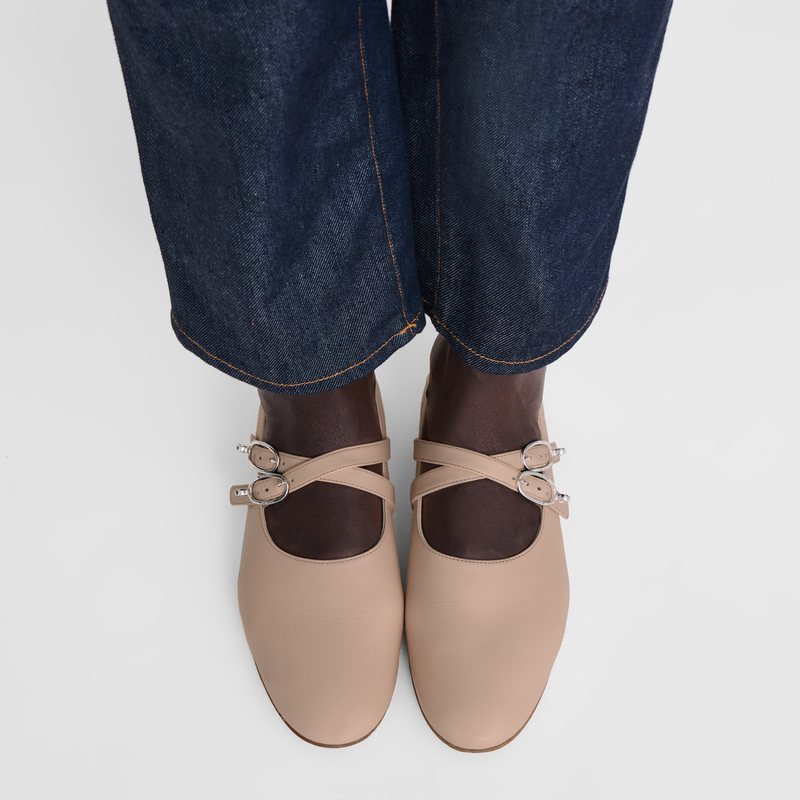Le Foulonn&eacute; Ballerinas , Cream - Leather  - View 2 of  5