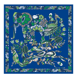 Longchamp 森林 絲質圍巾 50 , Bright Blue - 真絲