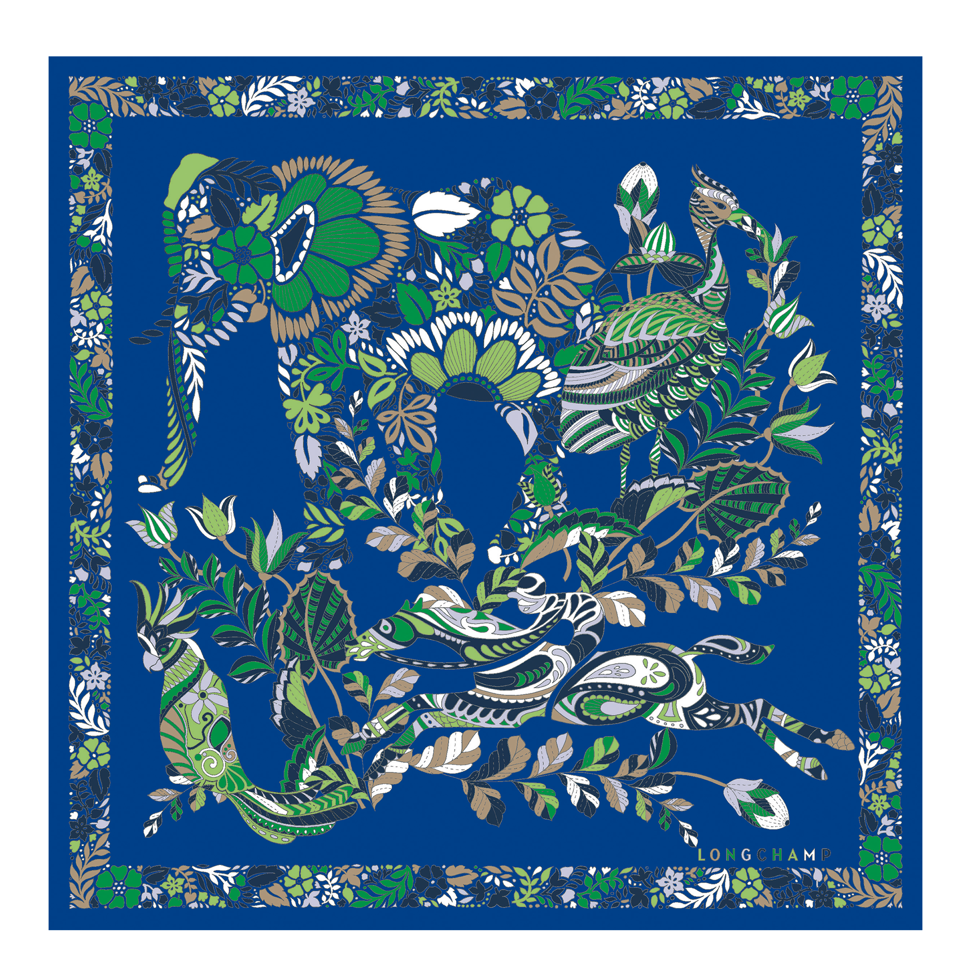 Silk scarf 50, Bright Blue - View 1 of
2 - zoom in Forêt Longchamp Silk scarf 50, Bright Blue