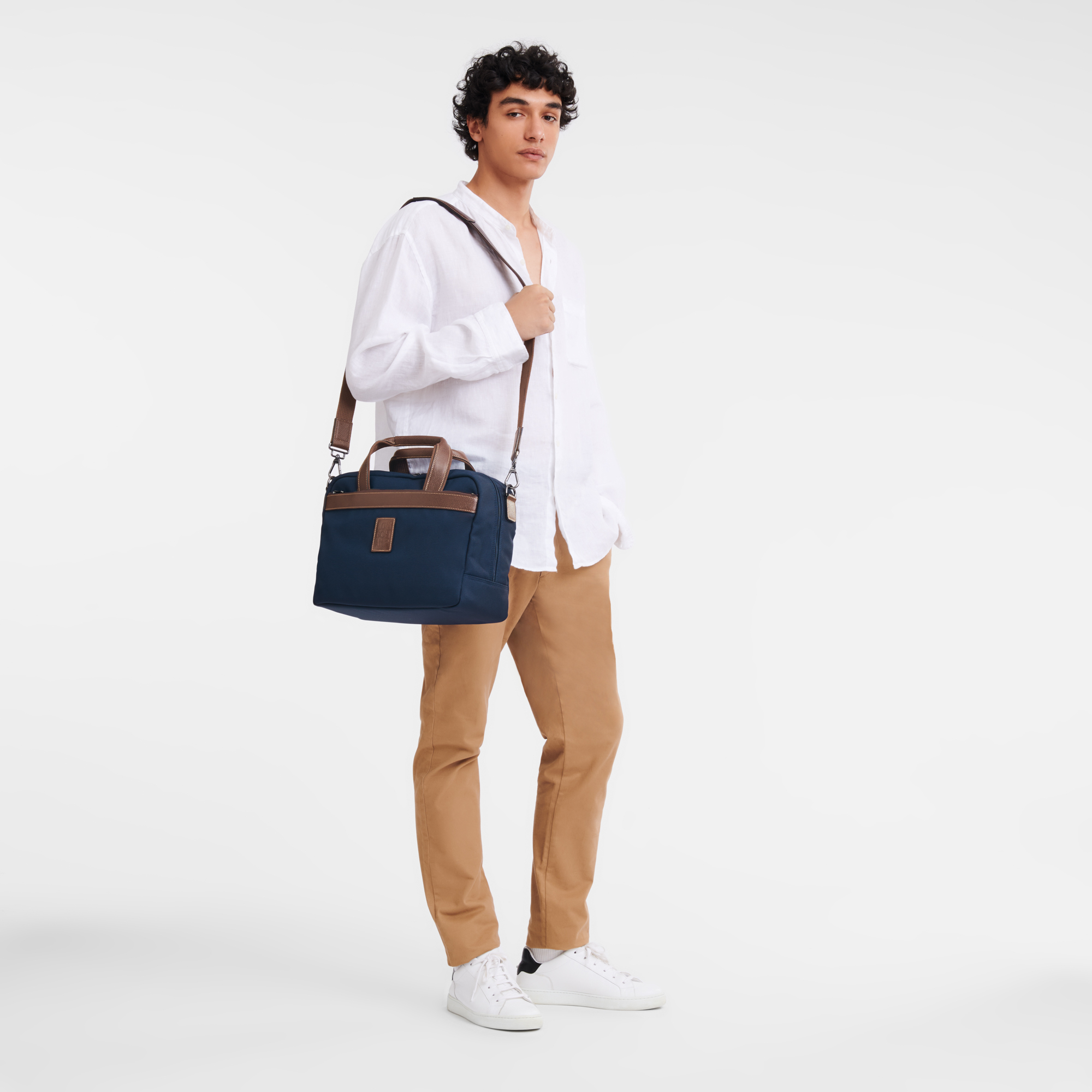 Boxford S Travel bag Blue - Recycled canvas | Longchamp GB Boxford S Travel bag Blue - Recycled canvas | Longchamp GB