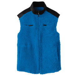Sleeveless cardigan , Cobalt - Leather