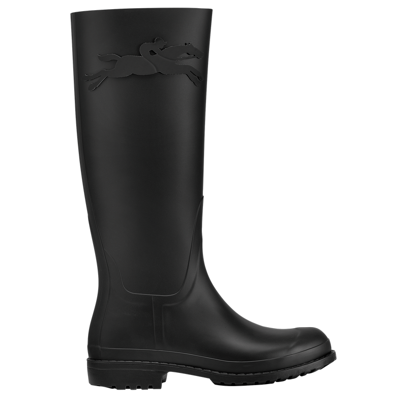 Bottes plates Cheval Longchamp , PVC - Noir  - Vue 1 de 3