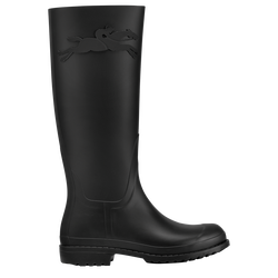 Bottes plates Cheval Longchamp , PVC - Noir