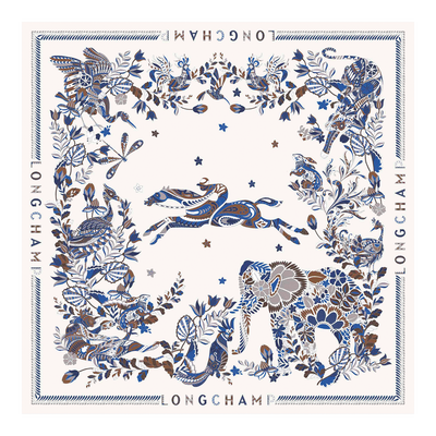Forêt Longchamp Silk scarf 90, Atlantic