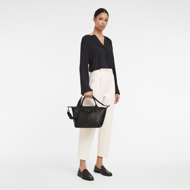 Top handle bag S Le Pliage Cuir Black/Ebony (L1512757001) Longchamp AU