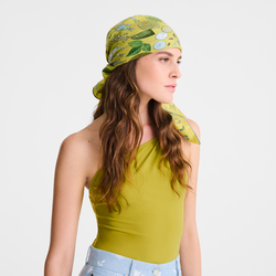 Longchamp Herbarium Silk scarf 90 , Kiwi Green - Silk