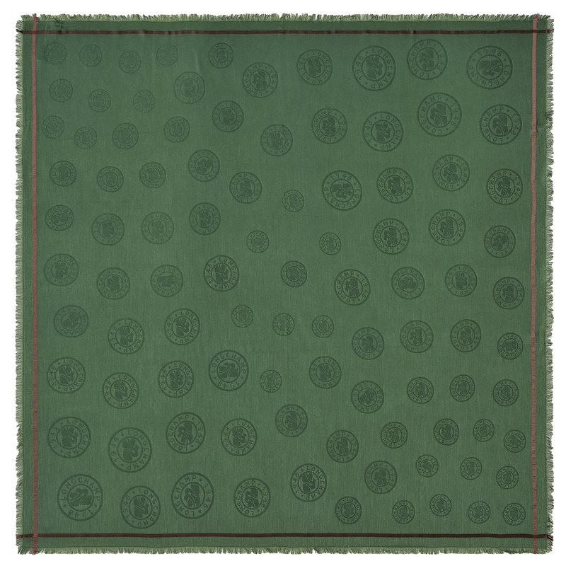 La Médaille Longchamp Shawl , British Green - Cotton blend  - View 1 of  3
