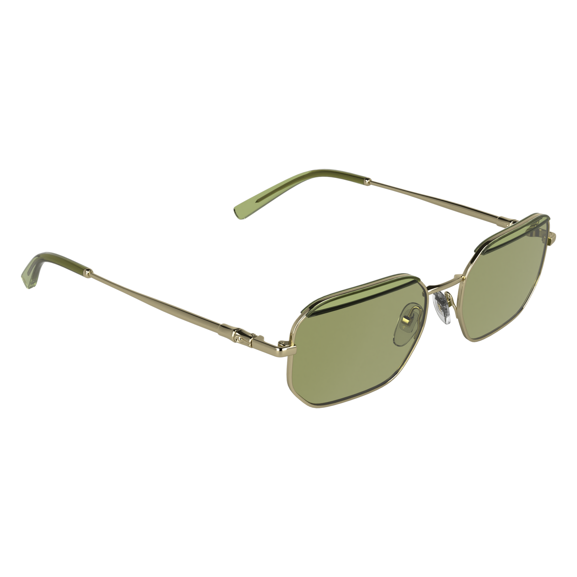 null Lunettes de soleil, Dor&eacute;/Vert