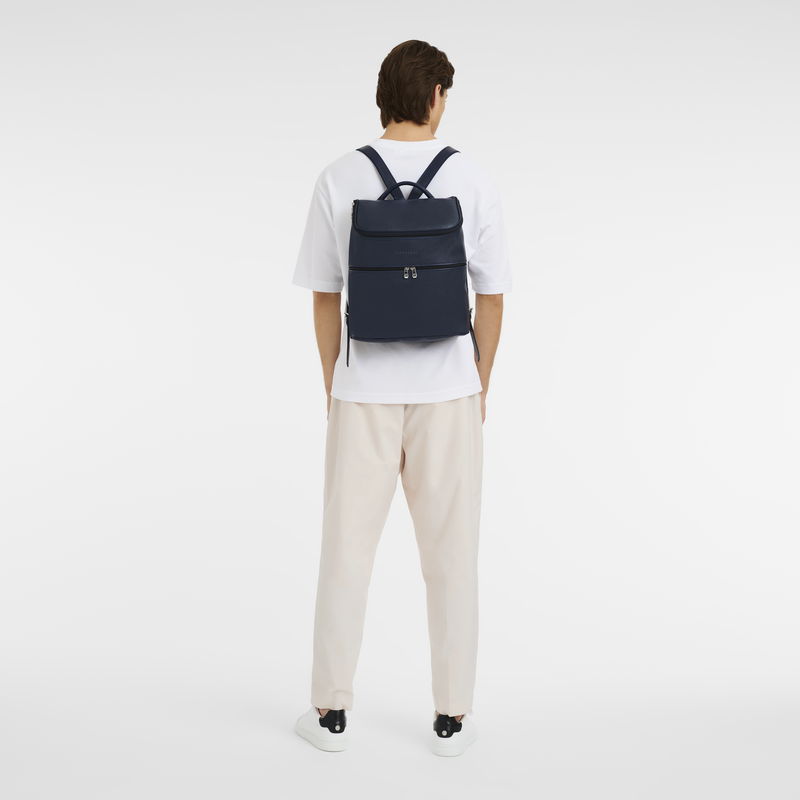 Le Foulonné Backpack , Navy - Leather  - View 2 of 5