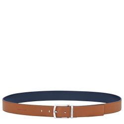Le Foulonn&eacute; Men's belt , Caramel/Navy - Leather