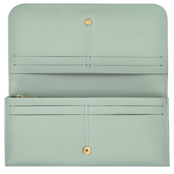 Lange Geldbörse mit Überschlag Box-Trot , Leder - Grau grün