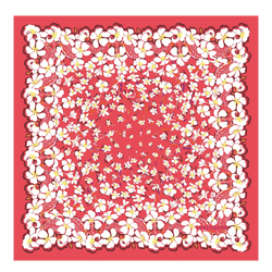 夏威夷花卉 絲質圍巾 50 , 草莓色 - 真絲