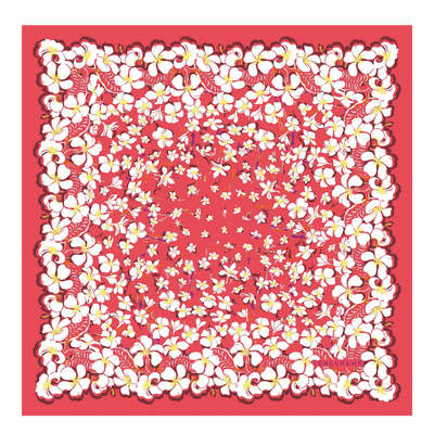 夏威夷花卉 絲質圍巾 50, 草莓色