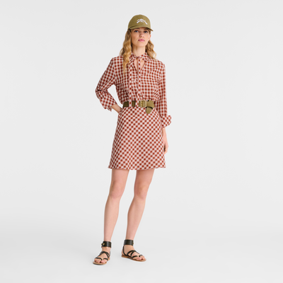 Jurk , Schors - Vichy jacquard