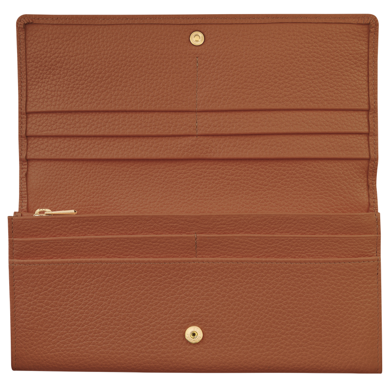 Le Foulonné Continental wallet , Caramel - Leather  - View 3 of  4