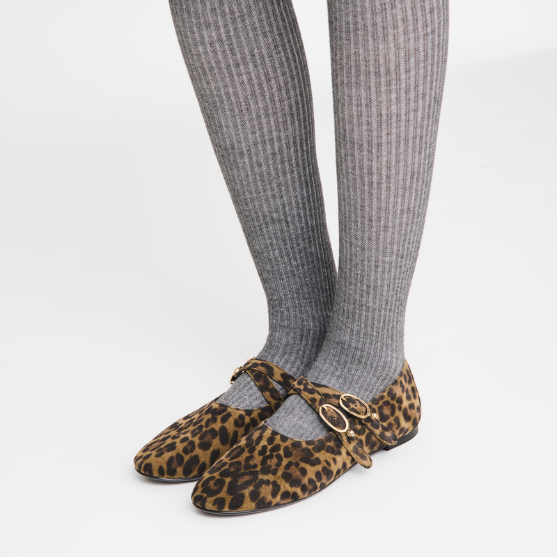 Le Foulonn&eacute; Ballerinas , Khaki - Leather  - View 4 of 4