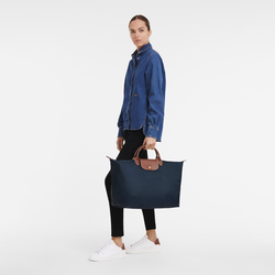 Le Pliage Original 旅行袋 S , 海軍藍 - 再生帆布