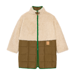 Coat , Ecru/Olive - Faux fur and quilting