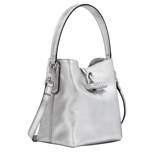 Le Roseau XS Bucket bag , Silver - Leather - View 3 of  6