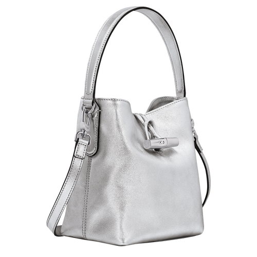 Sac seau XS Le Roseau , Cuir - Argent - Vue 3 de 6