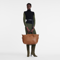 Le Foulonné L Travel bag , Caramel - Leather