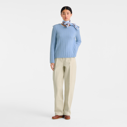 Trousers , Ecru - Cotton gabardine