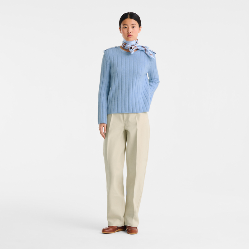 Trousers , Ecru - Cotton gabardine  - View 2 of  5