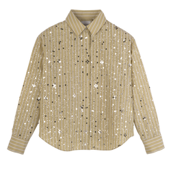 Shirt , Pistachio - Sequin poplin