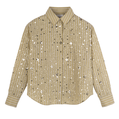 Chemise , Popeline paillettes - Pistache