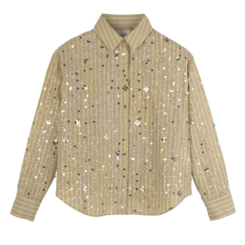 Shirt , Pistachio - Sequin poplin  - View 1 of  5