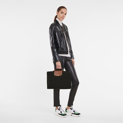 Aktentasche S Le Pliage Original , Recyceltes Canvas - Schwarz