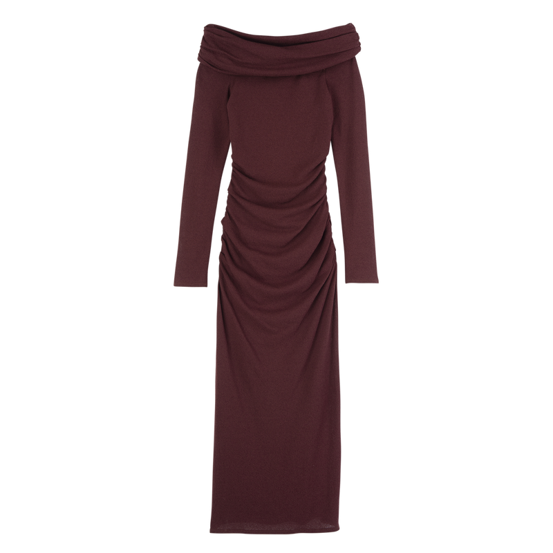Long dress , Burgundy - Crepe jersey  - View 1 of  5