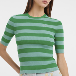 Kollektion Frühjahr/Sommer 2023 T-Shirt in Strickware, Gras/Aquamarin