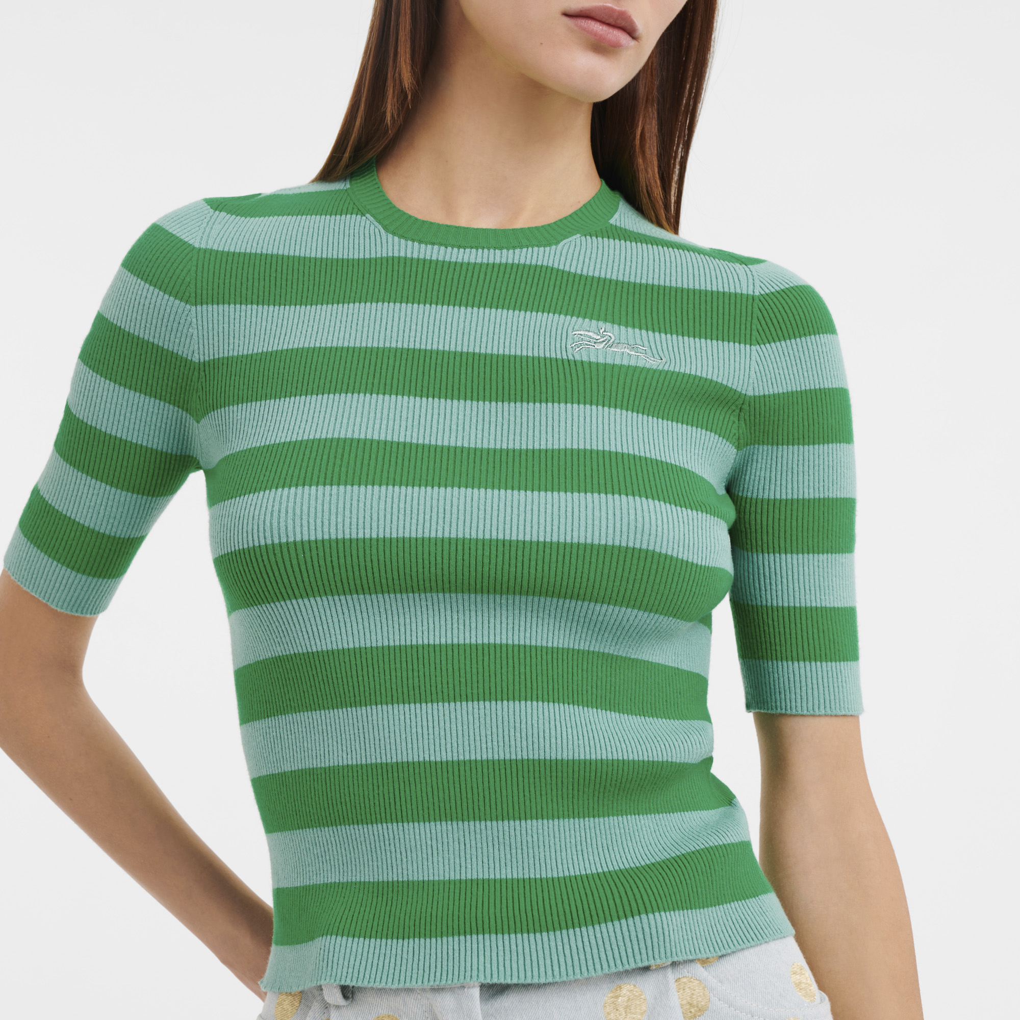 T-Shirt in Strickware, Gras/Aquamarin - Ansicht 3 von
3 - Zoom vergrößern Kollektion Frühjahr/Sommer 2023 T-Shirt in Strickware, Gras/Aquamarin