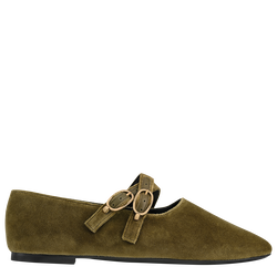 Le Foulonn&eacute; Ballerinas , Olive - Leather
