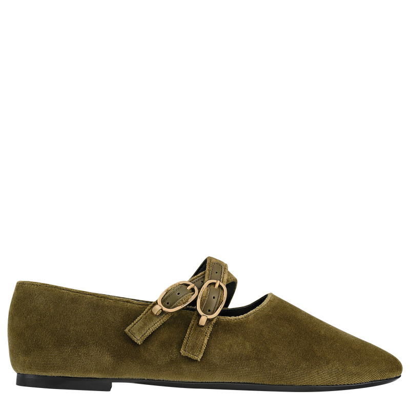 Ballerines Le Foulonn&eacute; , Cuir - Olive  - Vue 1 de 4