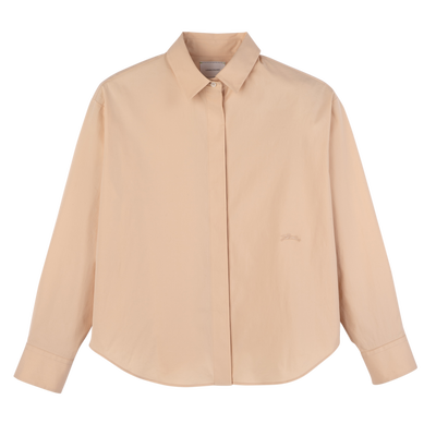 Camicia , Popeline di cotone - Crema