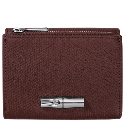 Le Roseau Compact wallet , Burgundy - Leather