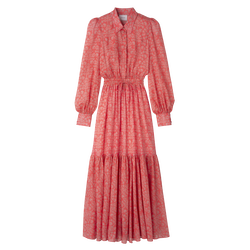 Long dress , Tomato - Printed veil