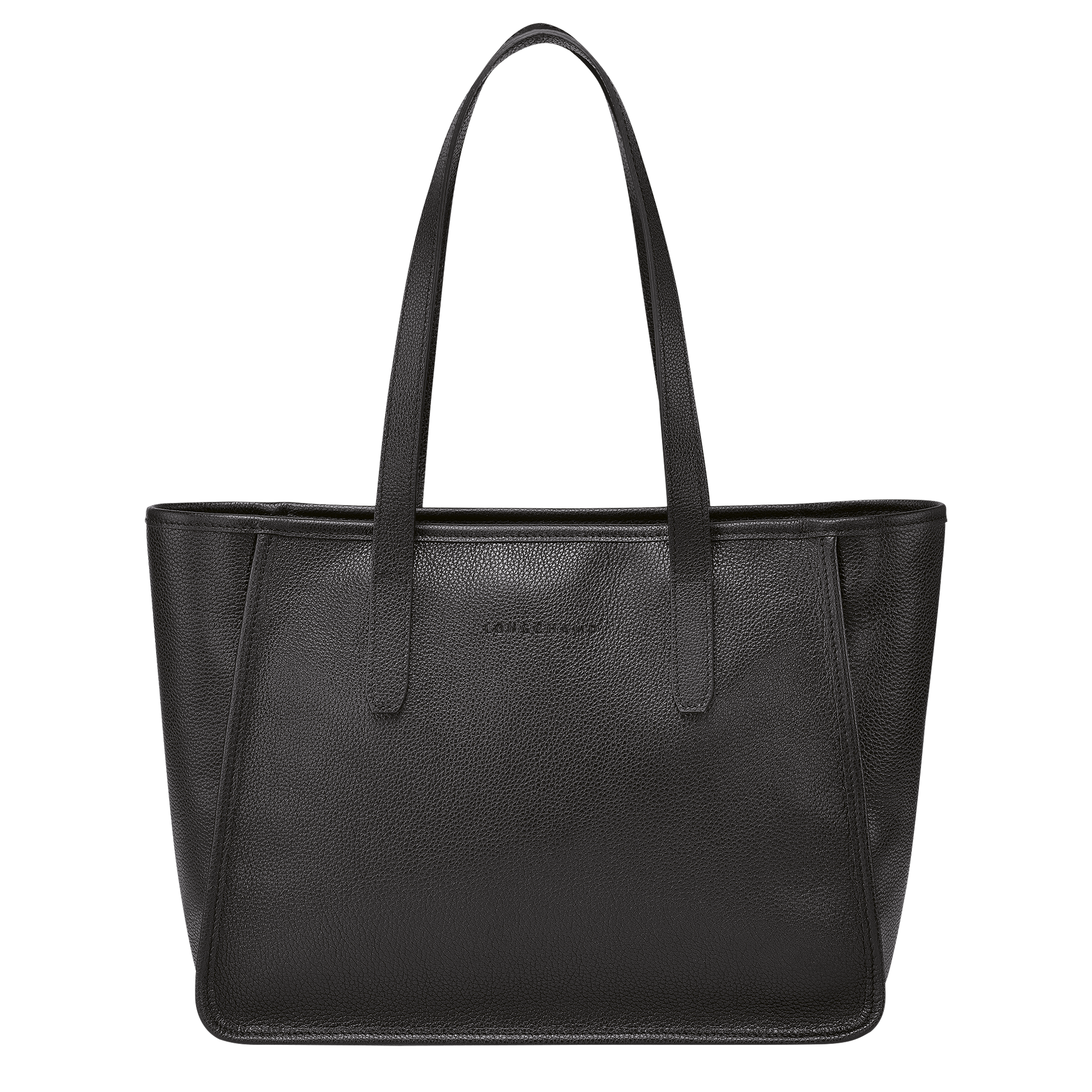 L black leather shopper bag