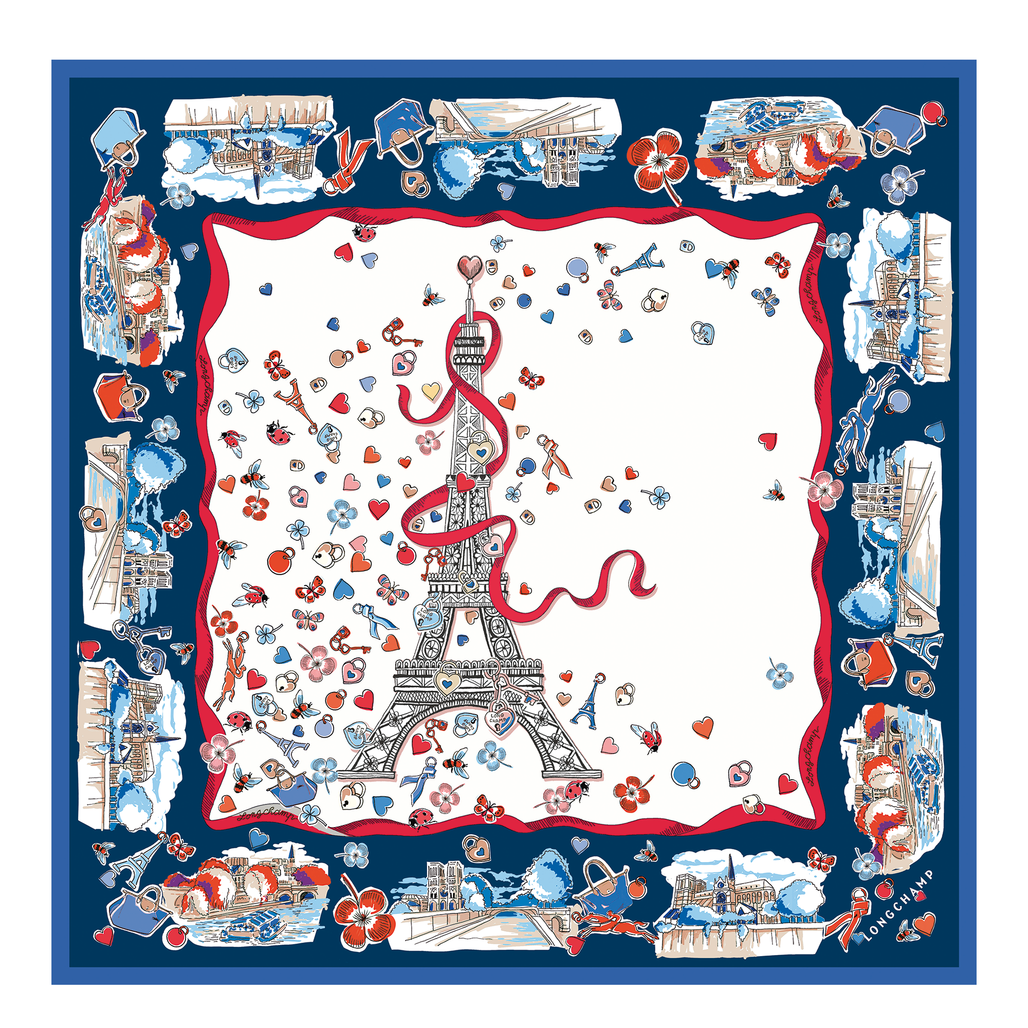 Tour Enchant&eacute;e Silk scarf 50, Ecru