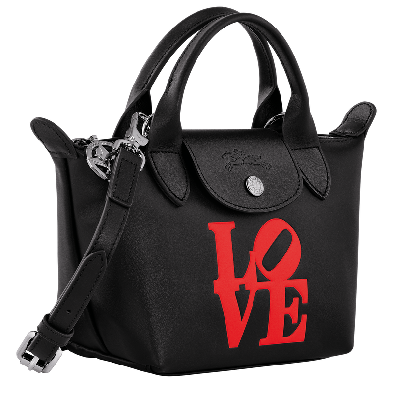 Sac à main XS Longchamp x Robert Indiana , Cuir - Noir  - Vue 3 de 5