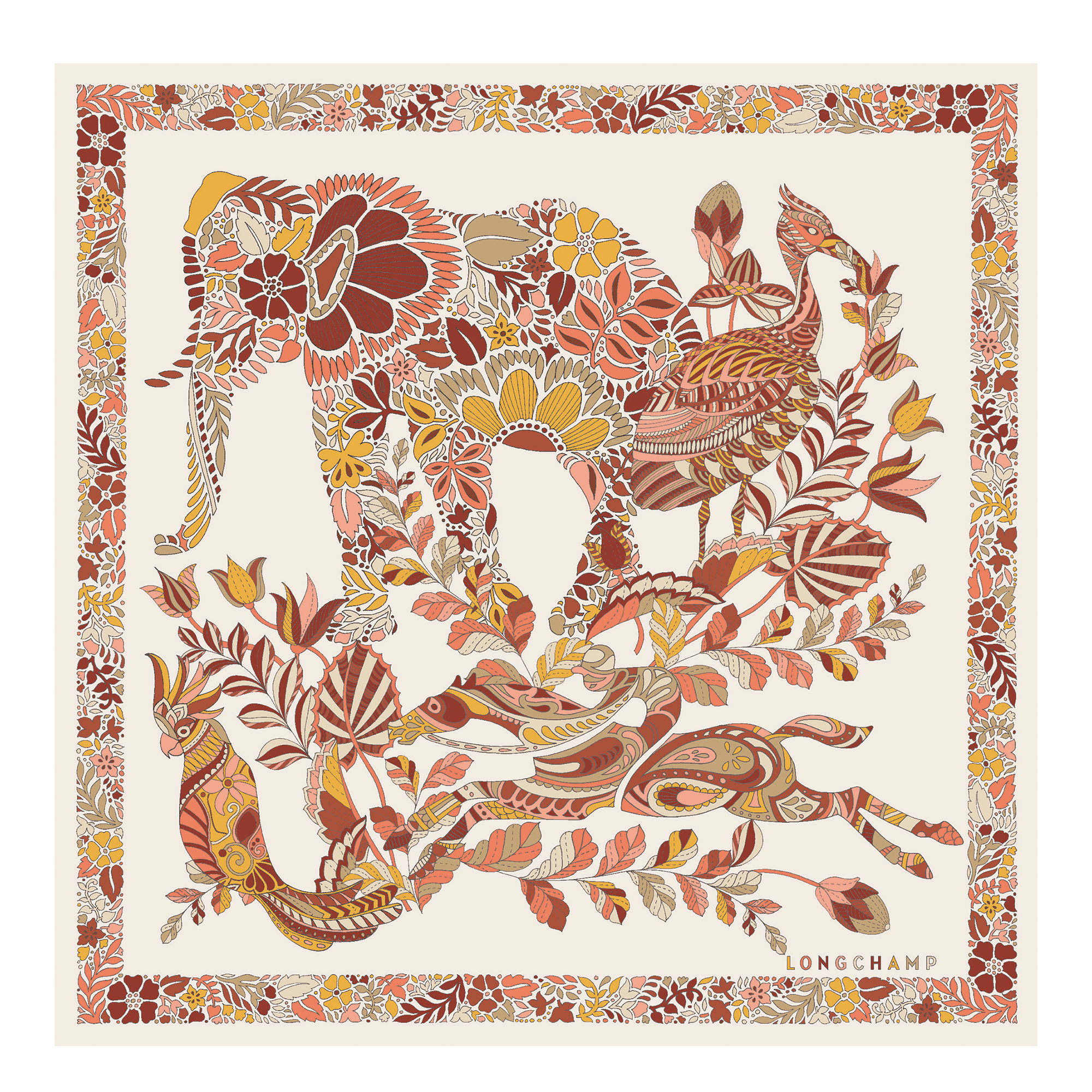 Silk scarf 50, Honey - View 1 of
3 - zoom in Forêt Longchamp Silk scarf 50, Honey