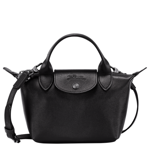 Longchamp black Mini Leather Le Pliage Top-Handle Bag