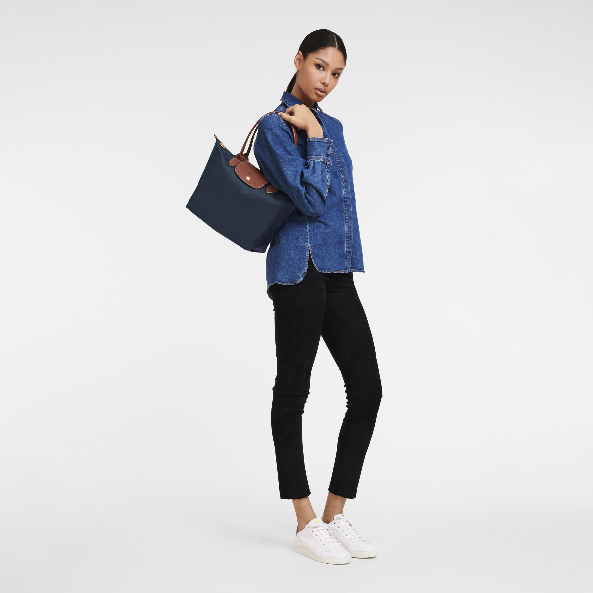 Le Pliage Original M Tote bag Navy - Recycled canvas (L2605089P68)