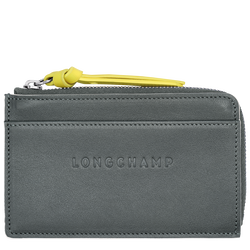 Longchamp 3D Card holder , Gun Metal - Leather