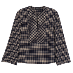 Blouse , Navy - Jacquard cotton
