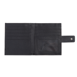 Le Foulonné Compact wallet , Black - Leather