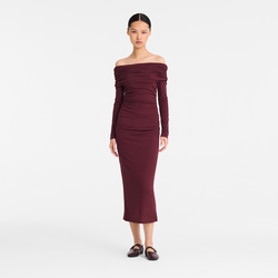 Long dress , Burgundy - Crepe jersey