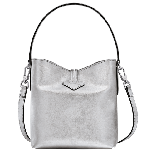 Sac seau XS Roseau , Cuir - Argent - Vue 4 de 5